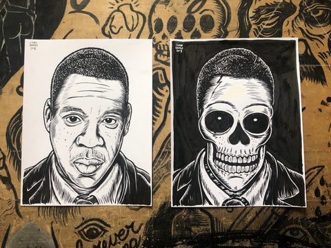 JAY-Z living & dead original ink drawings set