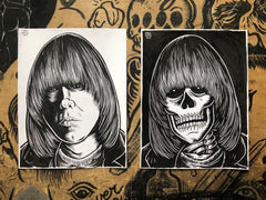 JOHNNY RAMONE living & dead original ink drawings set