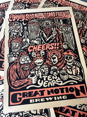 GREAT NOTION 10 YEAR screenprinted poster