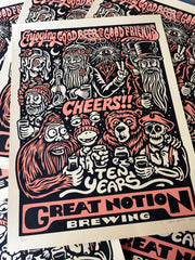 GREAT NOTION 10 YEAR screenprinted poster