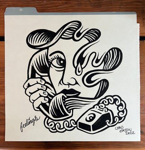 Untitled 5 feelings ink drawing on paper.
