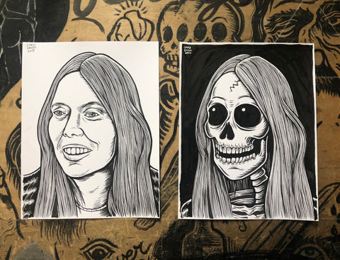 JONI MITCHELL living & dead original ink drawings set