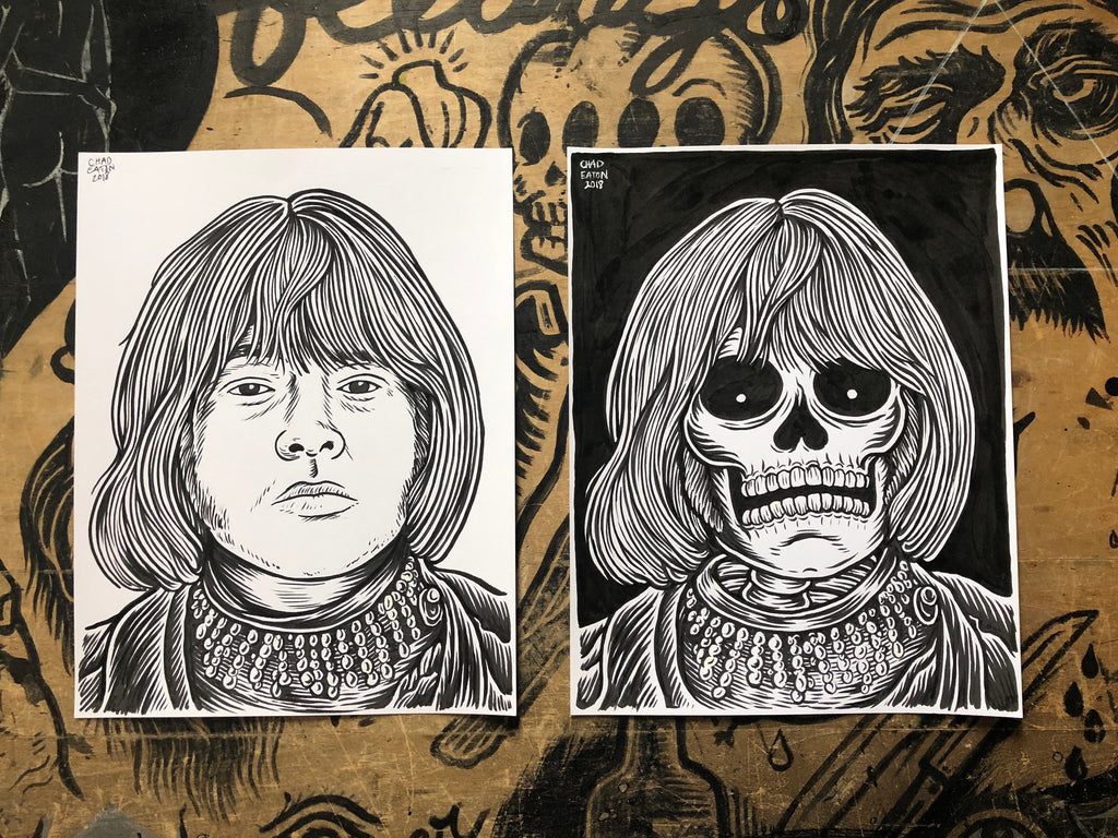 BRIAN JONES living & dead original ink drawings set