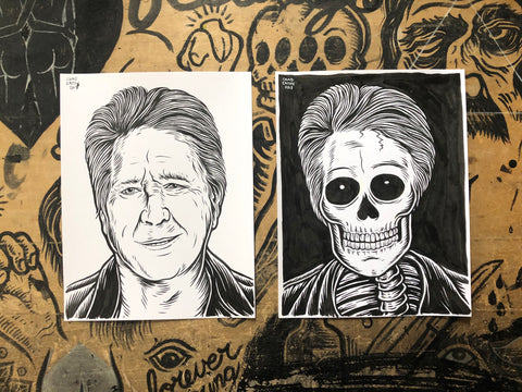 BRIAN WILSON living & dead original ink drawings set