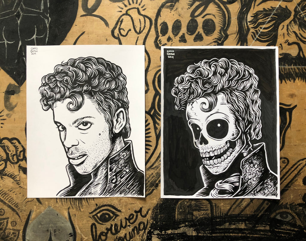 PRINCE living & dead original ink drawings set