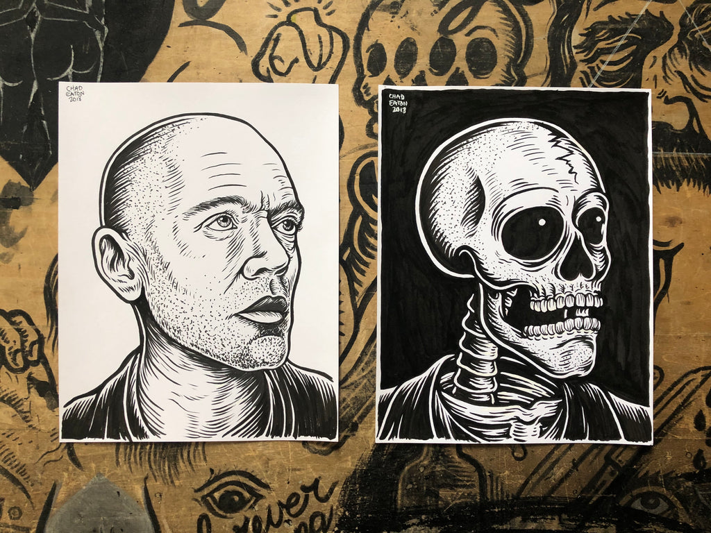 MICHAEL STIPE living & dead original ink drawings set